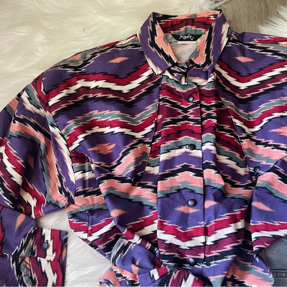 Wrangler Tops - Roper Aztec Print Button Down Shirt